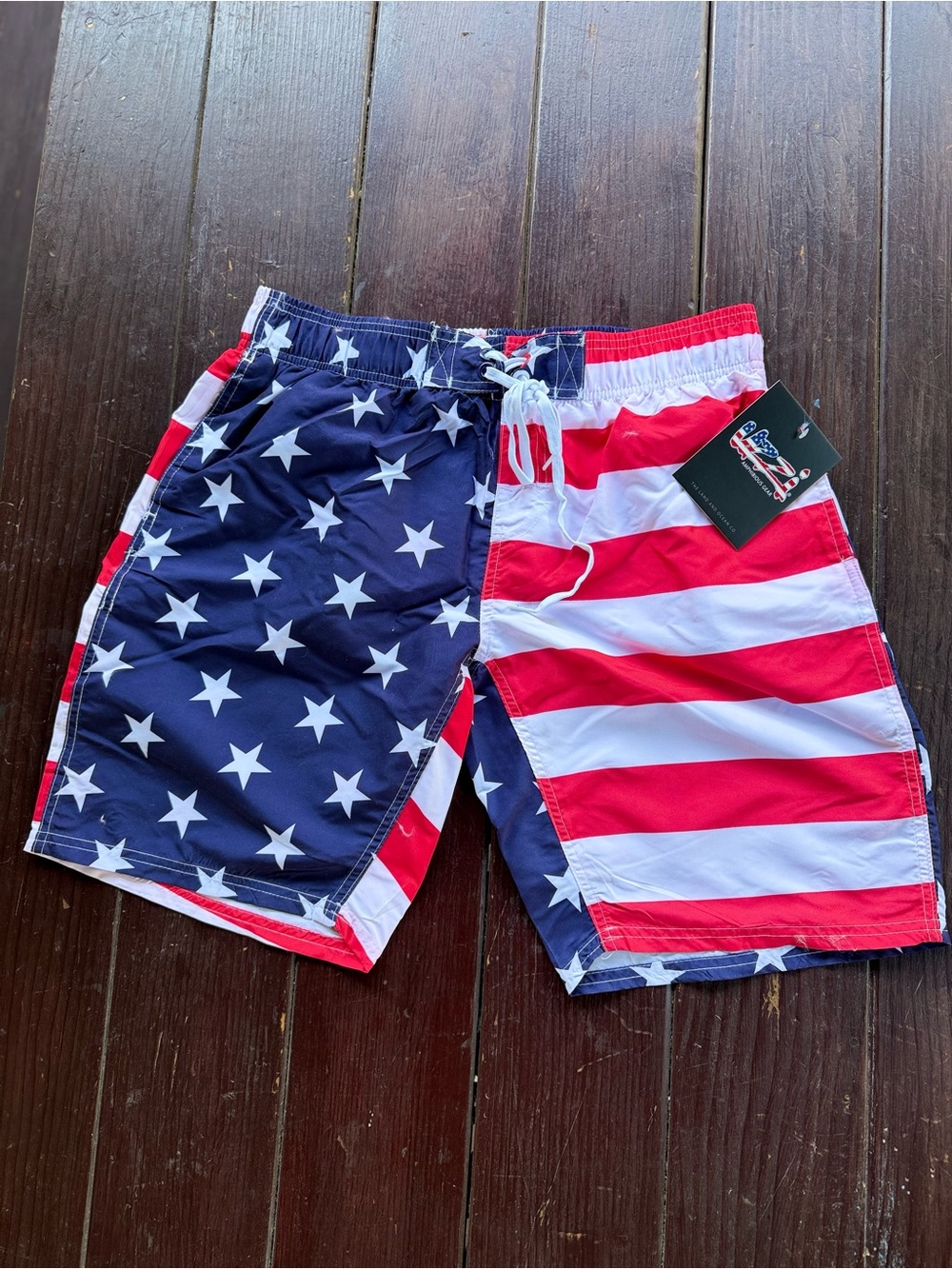 UZZI Men's American Flag Swim Shorts Mens M